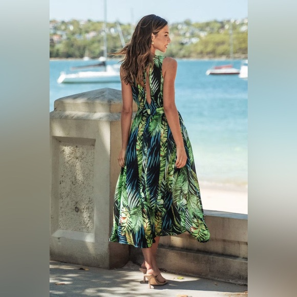 Cupshe Oakleigh Tropical Leaf Print Maxi Dress Size M - Picture 4 of 6